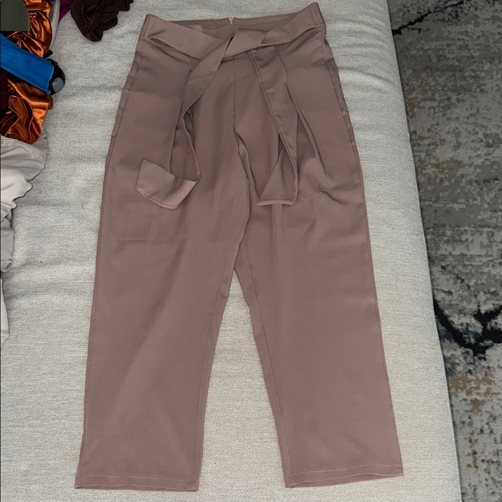 Stylish Taupe High-Waisted Pants